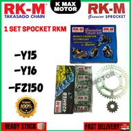 RKM Spocket Set Y15 Y16 FZ150  Rantai Spocket Set