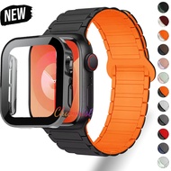 Magnetic Starp+PC Case compatible for Apple Watch 45mm 44mm 40mm 41mm   Iwatch Series 9 8 7 Se 6 5