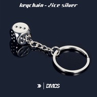 GANTUNGAN [SALE] Dice Keychain - Silver Dice Keychain Keychain - Chrome Carabiner