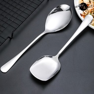 [SH]Big Spoon Long Handle Comfortable Grip Ladling Stainless Steel Buffet Dinner Large Size Serving Spoon Daily Use