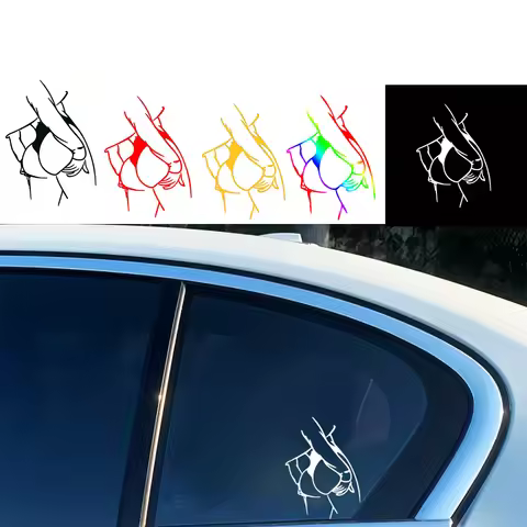 Car Vinyl Curved Stickers, Bumpy Body Beauty Girl Reflective Auto Body Window Sticker, Accessories D