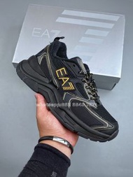 🎀順豐包郵 全新Adidas EA7 黑金LOGO運動鞋 波鞋 網布+合成革｜Color 黑色（黑金）｜Size 36-45