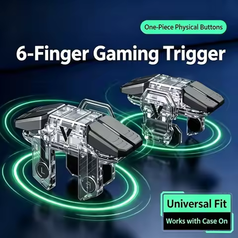 NEW Six Fingers Linkage Gamepad Mobile PUBG Game Trigger L1 R1 ABS Body Alloy Key Mechanical Buttons