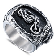 Tel: Motorcycle Ring Motorcycle Punk Style Titanium Steel Ring Unique Retro Men's Jewelry HZ107 CTOL