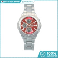 SEIKO SND495P Men's Chronograph Watch | Red Dial 38mm Stainless Steel | Cal.7T92 50m Japan