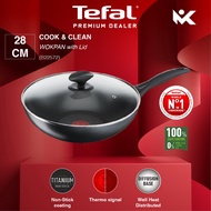 Tefal Cookware Cook & Clean Wokpan with Lid (28cm) - B22572