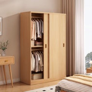 Solid Wood Wardrobe Simple Sliding Door Wardrobe 2/3/4/5 Doors Wardrobe With Drawers Small Wardrobe