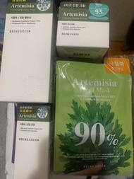 Bring green 護膚套裝：1⃣️ 茵陳蒿鎮靜平衡爽膚水 270ml，2⃣️ 茵陳蒿鎮靜舒敏精華 40ml 3⃣️ 茵陳蒿鎮靜修復面霜 75ml4⃣️ 茵陳蒿鎮靜補水面膜 (10片)