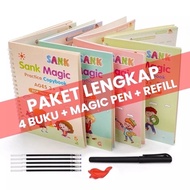 SANK Magic Practice Book 1 SET CONTAINS 4 BOOKS + PEN Sank Magic Book PAUD Practice Book Learning to