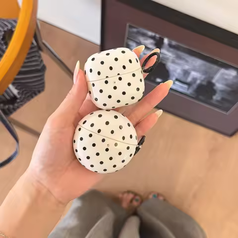 Korean Style Classic White Background Black Polka Dot Pattern Earphone Cover Case for Huawei FreeBud