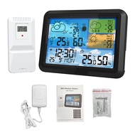 Pikdsg Wi-Fi Weather Station 5.3inch Wireless Indoor/Outdoor Thermometer with Sensor TUYA APP Contro