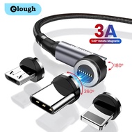 Elough 540 Degree Rotate 3A Fast Magnetic Charging Cable Micro USB Type C Charger Cable Wire in Red 