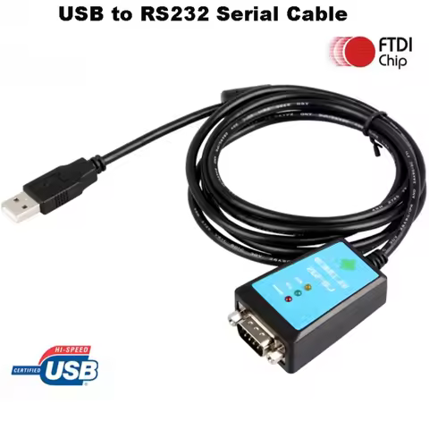 USB to RS232 Cable FTDI Chip DB9 Male 1.8M 1M High-Speed RS232 to USB Adapter Converter for Win10/11