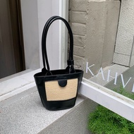 wanwalyshop สินค้าใหม่ 2025 กระเป๋าหนัง Basket ปักสานน่ารัก 3 สี F030