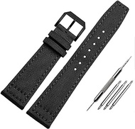 GANYUU Nylon Watch Band For IWC Portuguese Pilot Series 20mm 21mm 22mm Wristwatches Band Canvas Bracelet Black Blue Green Watch Strap (Color : A-black-black, Size : 20mm)