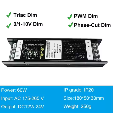 Triac Dimmable Led Driver 300W 100W 60W 0/1-10V Dimmable Power Supply 12V 24V 250W Led Transformers 
