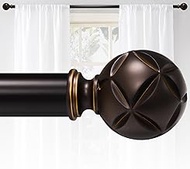 Bronze Adjustable Heavy Duty Curtain Rod 28 to 48 Inch (2.3-4 ft) - 1in Diameter 0.6mm Thick with Ca