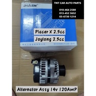 PLACER X / JOYLONG / JINBEI H2L DIESEL 2.5CC ALTERNATOR ASSY ORI 14V 120AMP (TNT CAR AUTO)