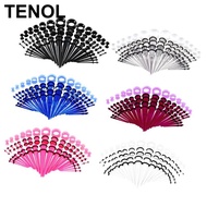 [TENOL] 50 Pieces Acrylic Tapers and  14G-00G  Ear Gauges Expander Assorted Size Kit
