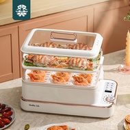 HY-$ Electric Steamer Multi-Functional Three-Layer Large Capacity Steam Pot Smart Transparent Multi-Layer Steamer Home D