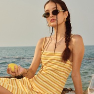 M จัดส่ง 16 JUNE lookbookbeachclub greece dress honeybee เดรสยาว ลายทาง สีเหลือง