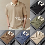 【READY STOCK】ProMan men kolar polo baju polo lelaki  Colorblock Simple All-match Mature Style Top T-