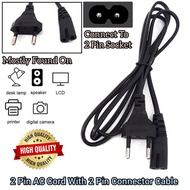 Durable AC Cord Power Cable EU Plug 2pin For Printer And Electrical Appliance