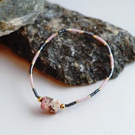 【薔薇石】天然水晶米珠手鏈