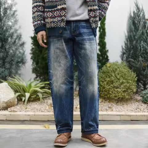 Sauce Zhan 318XX Men's Jeans 20OZ Heavyweight Distressed Selvedge Denim Jeans Rainbow Fabric Loose F