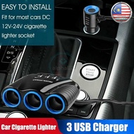 AUTO 3 Way Multi Car Cigarette Socket Lighter Splitter USB Charger Adapter 12V 24V Multi Socket USB 