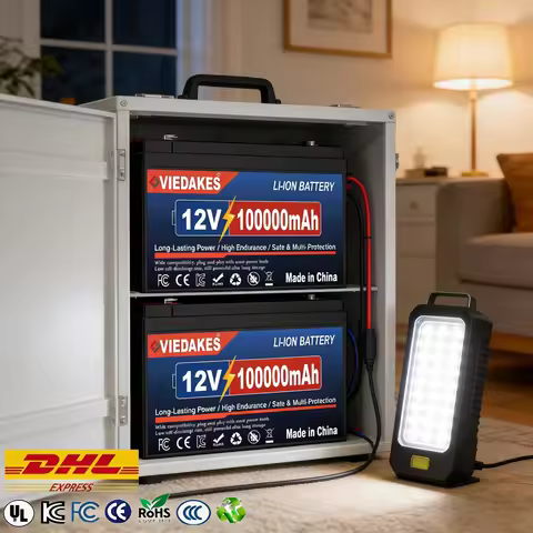 VIEDAKES Brand New 3S7P 12V 100Ah LiFePO4 18650 Battery Pack Power Bank Lightweight Design for Hikin