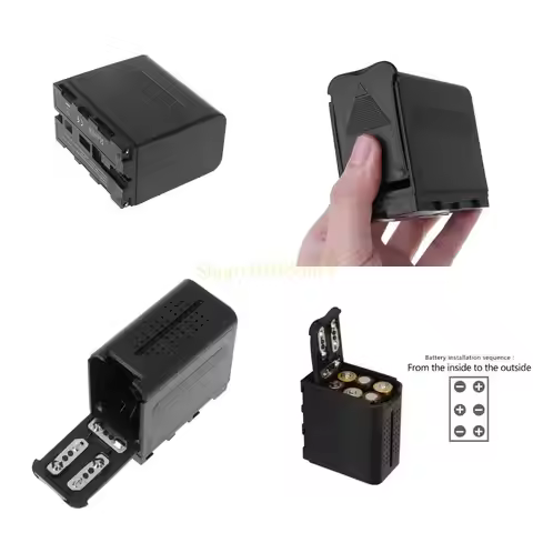 Best Seller 6pcs AA Battery Case Pack Power as NP-F970 NP-F750 for LED VIDEO LIGHT Panels or Monitor