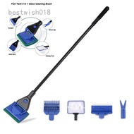 BWH Aquarium Cleaning Tools 5 In 1 Aquarium Tank Clean Set Fishnet Gravel Rake Algae Scraper Fork Sponge Brush Glass Cleaner