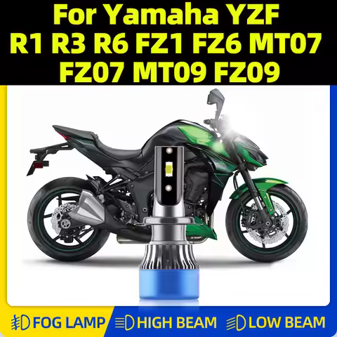 1Pc 12V Motorcycle Light 60W 10000LM H7 LED Headlight Bulb 6000K White For Yamaha YZF R1 R3 R6 FZ1 F