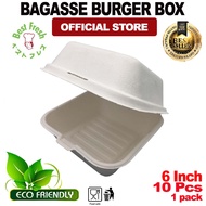 Bagasse Burger Box | Korean Cake Box | 6 Inch Bamboo Fiber | Food Place | Burger Box 10 sets