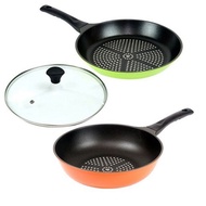 Kitchen Art 3-piece Set / Frying Pan 28cm + Wok Pan 28cm + Glass Lid 28cm