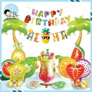 [ Ready Stock ] Aloha Hawaiian Fruit theme Foil Balloon Happy Birthday for kids celebration and Even