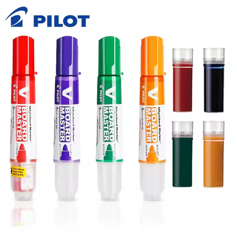 5PC Japanese Stationery Pilot Whiteboard Markers Erasable Refillable Liquid Ink Pen V Board Master S