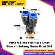 MPX 8-03 One Touch Male Thread Y Fitting Slip Lock Socket Push In Connector Nipple Fitting Y Pneumat