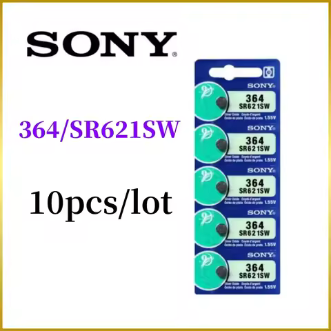 10pcs Original SONY AG1 364 Battery SR621SW SR621 364 LR621 364A AG1 SR621W S621 LR60 164 D364 silve