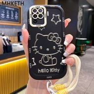 MHKETH Case For OPPO A94 Reno 5F Reno5 F 5 Lite F19 Pro Cartoon Cat Contrast Color Hanging Rope Sili