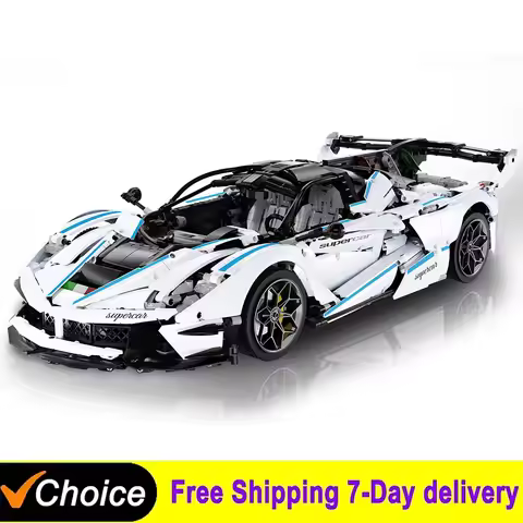 1:8 Technical S8605 White Mechanical Super Sports Car Building Blocks Bricks FXX EVO Model Collector