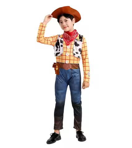 Movie Woody Cosplay Costume Cowboy Jumpsuit Boys Cartoon Party Costume Woody Hat Suit Children Girls