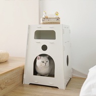 Simple white cat house cat box wooden plastic cat villa small dog kitten bedroom easy assemble pet play house