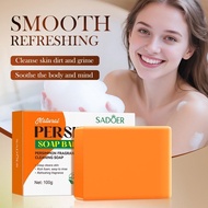 Persimmon Cleansing Soap Bar With Foaming Net Body Care Face Wash Exfoliating Soap Fruit C0i4