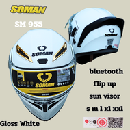 หมวกกันน็อคเปิดคางSoman รุ่น SM 955-S หมวกกันน็คยกคาง มีแว่นกันแดดในตัวสีล้วน