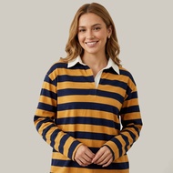 Classic Rugby Shirt – Long Sleeve Striped Rugby Polo Vintage Sport Style Shirt Casual Streetwear Top