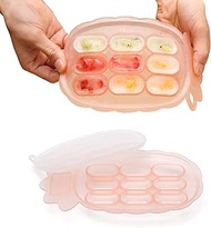 haakaa Silicone Nibble Tray -Breastmilk Teething Popsicle Mold - Baby Fresh Food Freezer Nibbler Feeder- Ice Cube Tray - Self Feeding Baby Serving Divided Plate - 4m+Baby Toddler -Pineapple Blush