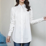 kemeja READY STOCK Hexa white shirt women Kemeja putih labuh Wanita baju putih no