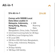 M1 Prepaid $14 All-In-1 Plan – 500GB Local Data + 3GB Roaming | 200 IDD Mins Recharge (28 Days)